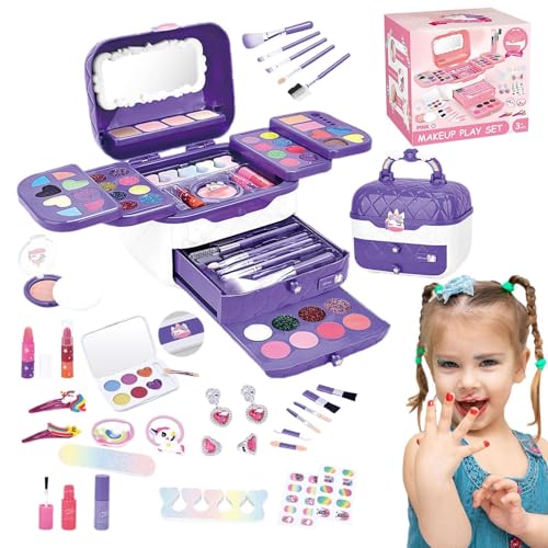 Play Makeup, -Make-up-Set - Waschbares echtes kosmetisches Mädchenspielzeug - Pretend Toys -Make-up-Set mit Spiegeln, Prinzessinnen-Anziehspiel, Weihnachts- und Geburtstagsspielzeug f von Dgkdek