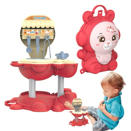 Pretend Food Kitchen Toys, Kleinkind-Küchenspielset - Rollenspielset mit Spielzeugküche | Interaktives tragbares Küchenspielzeug für Mädchen im Alter von 3–6 Jahren von Dgkdek