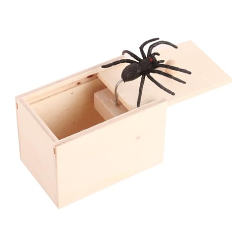 Spider Prank Box | Realistic Spider Prank Toy | Soft Rubber Spider Toy | Scarebox Prank Spider | Wooden Box Prank Toy Durability and Realism for Halloween April Fool's Day von Dgkdek