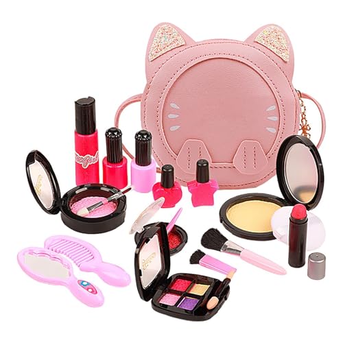 Spielzeug-Kosmetikset für Kinder,Pretend Make-up-Set,Cartoon-Make-up-Spielzeug - Anziehspielset, Make-up-Set für Mädchen mit Lidschatten, Lippenstift, Nagellack von Dgkdek