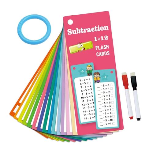 Subtraktions-Lernkarten | 15 x löschbare Multi-Mathematik-Lernkarten | Interaktive Addition-Subtraktionskarten, Kinder-Mathematik-Spiele für Geburtstage und Weihnachten von Dgkdek