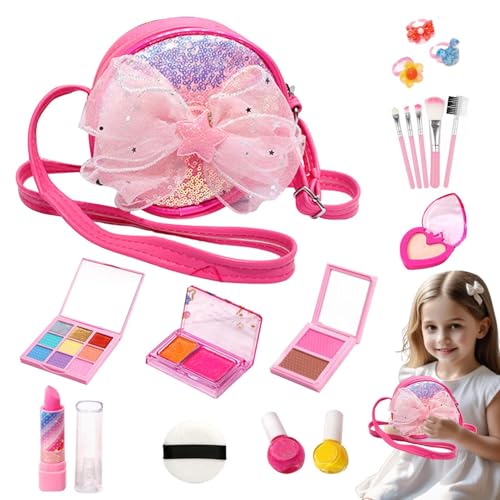 Waschbares Make-up für kleine Mädchen,waschbares Kinder-Make-up für Mädchenspielzeug - 26X Kleinkind-Mädchen-Rollenspielzeuge, echte Kosmetik-Sets,Echtes Make-up-Set enthält Werkzeuge, Kleinkind-Make- von Dgkdek