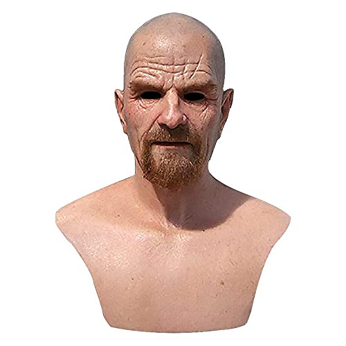 Dgsumw Alter Mann Maske Realistische Falten Gesicht Vollkopf Maske Halloween Maskerade Party Maske beängstigende Cosplay Maske (D) von Dgsumw