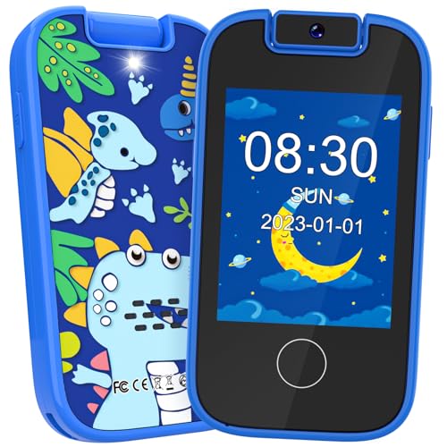 Dhapy Kinder Handy Smartphone, Touchscreen MP3 Player mit Dual Kamera Jungen Mädchen, Geburtstags Geschenke Lerntelefon Spielzeug ab 3 4 5 6 7 8 Jahre mit 8GB SD Karte, Blau von Dhapy