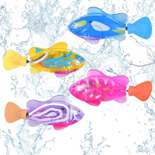 Dhqkqg 4 Stück Schwimmende Fische, Robo Fish Serie, Simulation Tropische Fische, Kunststoff Mini Fisch Spielzeug, Elektronische Fisch, Fisch Badewanne Spielzeug Elektrisch von Dhqkqg