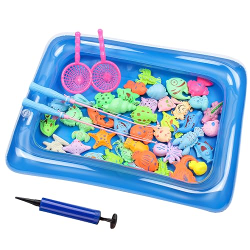 Dhqkqg Angeln Spielzeug, 50 Stück Magnetisches Angeln Spielzeug, Magnetisches Angelspiel Badespielzeug Badewannenspielzeug Wasserspielzeug Badewanne Für Kleinkinder Kindern Spielzeug, Lernspiel Kinder von Dhqkqg