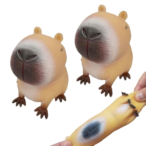 Dhqkqg Anti Stress Spielzeug, 2 Stück Kapybara Stressball Kinder, Capybara Antistress Spielzeug, Lustig Squishy Squeeze Spielzeug, Stress Squeeze Spielzeug, Anti Stress Geschenke für Erwachsene Kinder von Dhqkqg