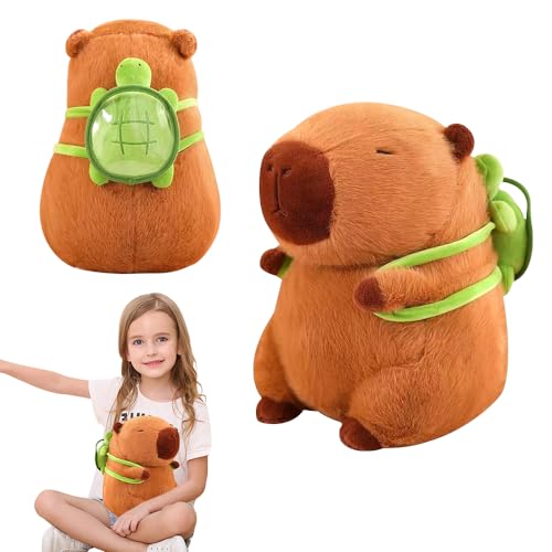 Dhqkqg Capybara Plüschtier, Niedliche Capybara Kuscheltier, Capybara, 23cm Capybara Kuscheltier mit Schildkrötenrucksack, Großes Geburtstags Geschenk für Kinder, für Kinder Mädchen 12+ Jahre von Dhqkqg