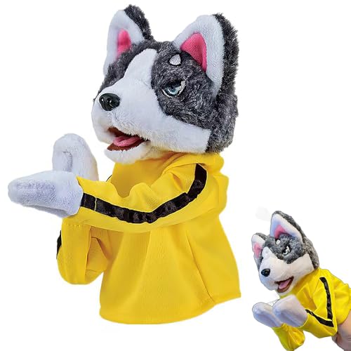 Dhqkqg Kung Fu Husky Dog Toy, Dog Boxing Hand Puppet Toy, Interactive Hand Puppet Dog Toy, Interaktives Kniffliges Spielzeug mit Geräuschen und Boxaktion, for Adults and Children's Hands von Dhqkqg