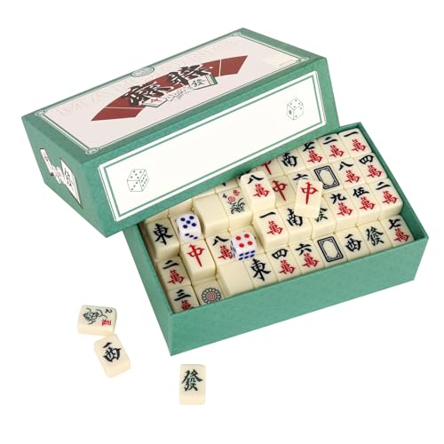 Dhqkqg Majongsteine Spiel, Mini Mahjong Spiel, Mini Traditional Chinese Riichi Mahjong Set with 144 Majong Toys, Chinese Majong Game Set for Leisure Travel Party Family Games von Dhqkqg