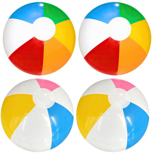 Dhqkqg Wasserball Aufblasbar, 4pcs Aufblasbare Wasserbälle 40cm, Aufblasbarer Ball, Inflatable Beach Ball, Beachball In Regenbogenfarben, Wasserball Kinder für Beach Pool Party Wasserspielzeug von Dhqkqg