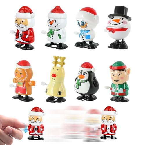 Dhqkqg Weihnachten Aufziehspielzeug, 8 Stücke Aufziehspielzeug Weihnachten, Wind Up Rentier Weihnachtsbaum Schneemann Weihnachtsmann Figur, Uhrwerk Spielzeug für Weihnachtsstrümpfe Geschenktütenfüller von Dhqkqg