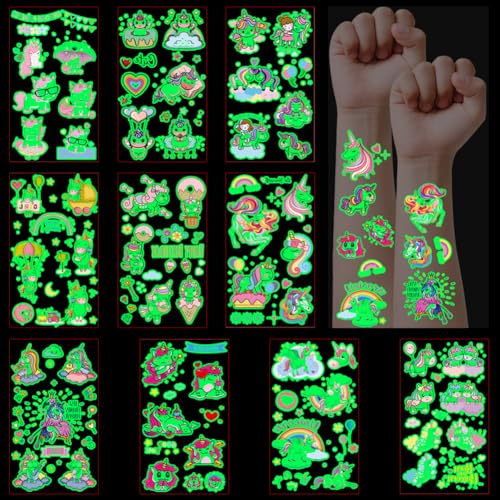DiULi Leucht Kindertattoos, 10 Blätter Tattoo Kinder Leuchte Einhorn Tattoos Mädchen, Einhorn Sticker Kindergeburtstag Mitgebsel Festival Party Deko DiULi Leucht Kindertattoos, 10 Blätter Tattoo Kinder Leuchte Einhorn Tattoos Mädchen, Einhorn Sticker Kindergeburtstag Mitgebsel Festival Party Deko von DiULi