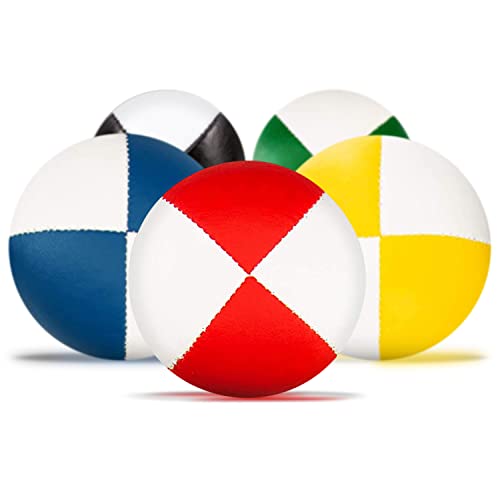 5er Set Diabolo Premium Soft Jonglierbälle zweifarbig - 58mm Ø Jonglierball Füllung aus hochwertiger Vogelhirse, wasserabweisend, softes Kunstleder, Jonglier-Set für Kinder & Jugendliche von Diabolo Freizeitsport