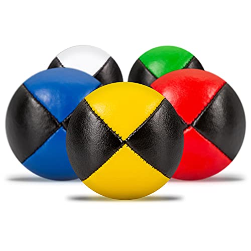 Diabolo Freizeitsport Jonglierbälle 5er Set, 62mm Jonglierball mit nachhaltiger Vogelhirse gefüllt, wasserabweisendes Kunstleder, für Kind & Anfänger von Diabolo Freizeitsport