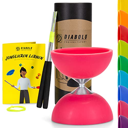 Diabolo Freizeitsport Jonglier-Set Basic (pink) - Diabolo mit Aluminium-Handsticks, Ersatzschnur, Anleitung. Perfekt für Kinder, Einsteiger & Anfänger von Diabolo Freizeitsport