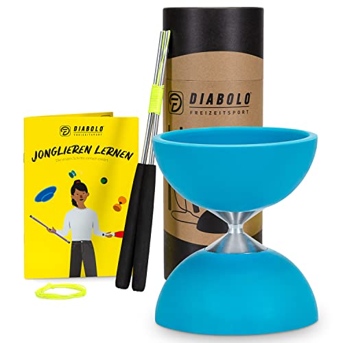 Diabolo Freizeitsport Jonglier-Set Basic (türkis) - Diabolo mit Aluminium-Handsticks, Ersatzschnur, Anleitung. Perfekt für Kinder, Einsteiger & Anfänger von Diabolo Freizeitsport