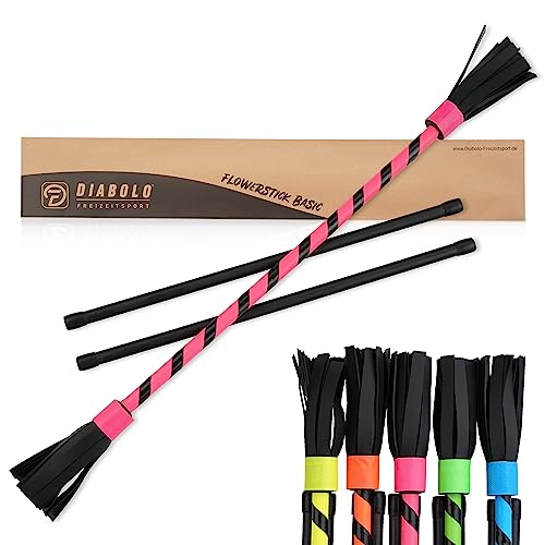 Diabolo Freizeitsport Flowerstick Basic (pink) - UV reaktiver Flower Stick mit 2 Glasfaser Handstäben, Hingucker auf Festivals, ideal für Anfänger von Diabolo Freizeitsport