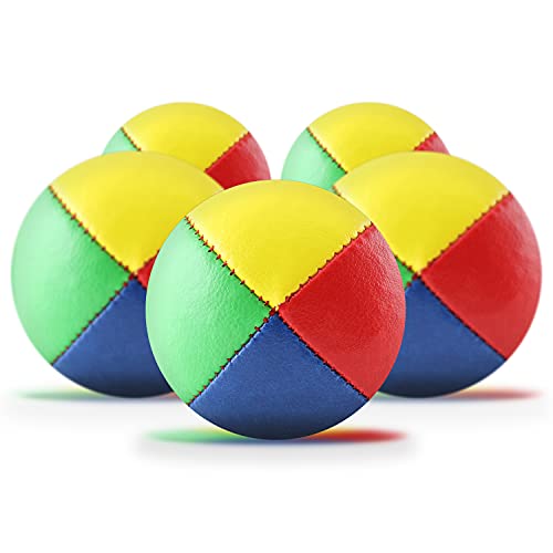 Diabolo Freizeitsport Jonglierbälle 5er Set, 62mm Jonglierball mit nachhaltiger Vogelhirse gefüllt, wasserabweisend, Kunstleder, für Kinder & Anfänger von Diabolo Freizeitsport