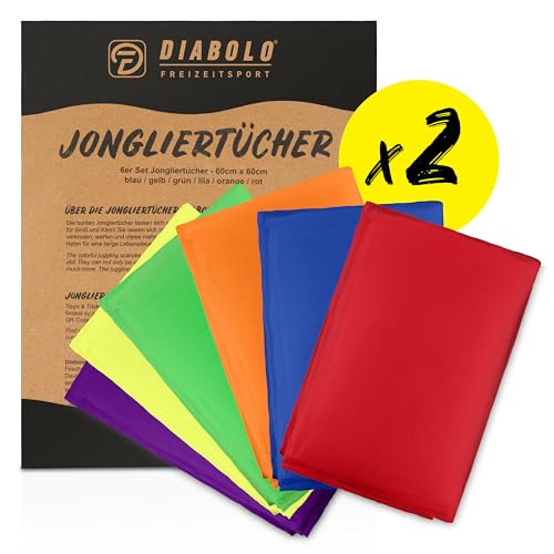 Diabolo Freizeitsport Jongliertücher 60x60cm (12er Set) - Bunte Chiffontücher für Tanz, Gymnastik & Rythmik - Seidentuch für Pekip, Tanztuch, Sensorik von Diabolo Freizeitsport