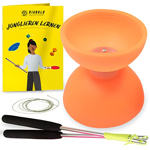 Diabolo-Set mit Comet Diabolo und Henrys Ersatzschnur - Einsteiger-Set - Made in Italy (neon-orange) von Diabolo Freizeitsport