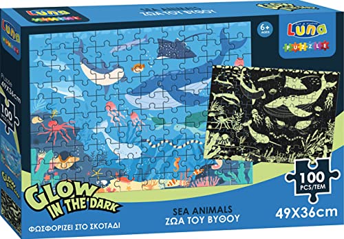 Luna Puzzle Glow IN The Dark Kinderpuzzle Meeresbewohner 100-tlg. Format 49x36cm von Diakakis