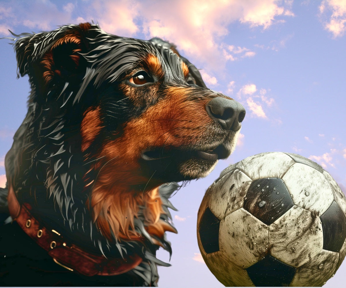 Hund mit Fußball von Diamond Painter