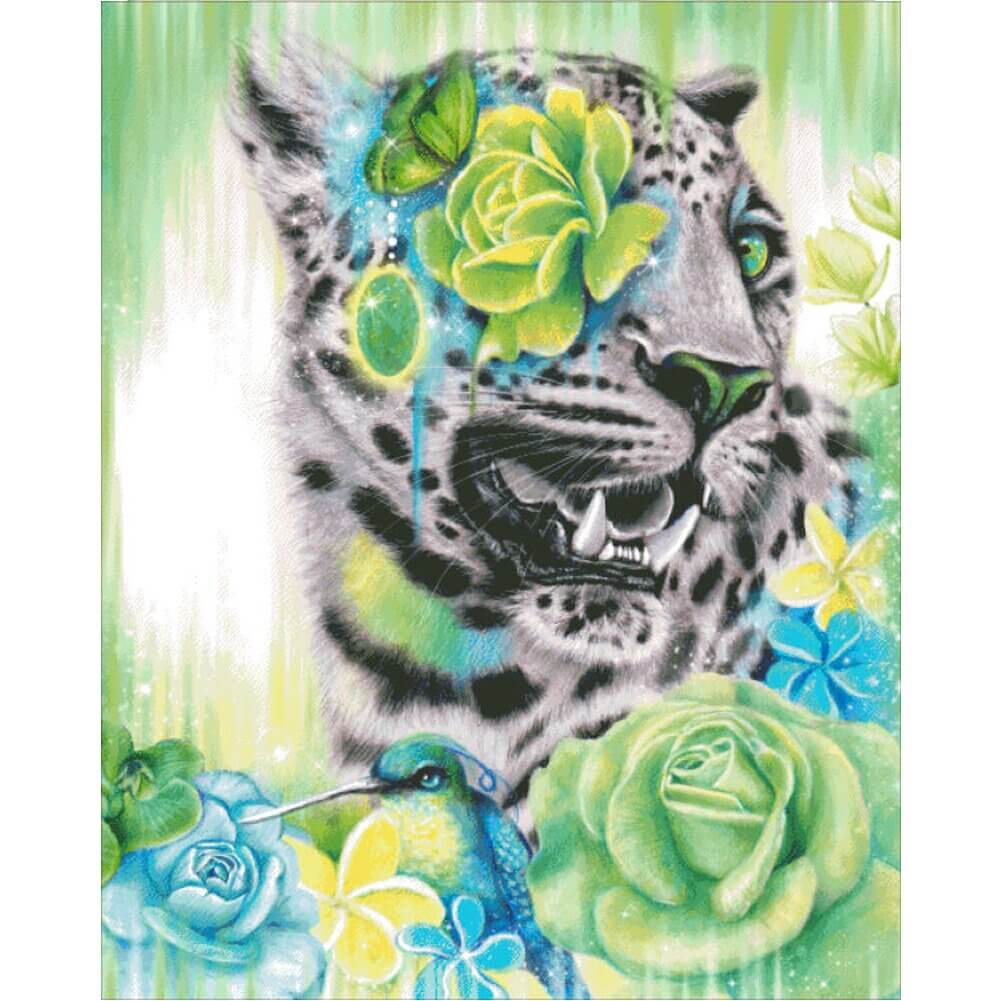 Leopard mit Rosen von Diamond Painter