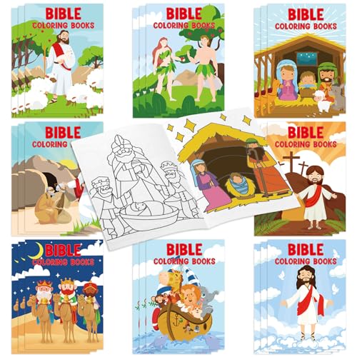 Dianelhall 24 Stück Mini Malbücher für Kinder Kleines Malbuch Bibel Jesus Kindergarten Malbücher Christliche Malbücher für Kinder Geburtstag Mitgebsel Mitbringsel Kinderbeschäftigung Party Hochzeit von Dianelhall