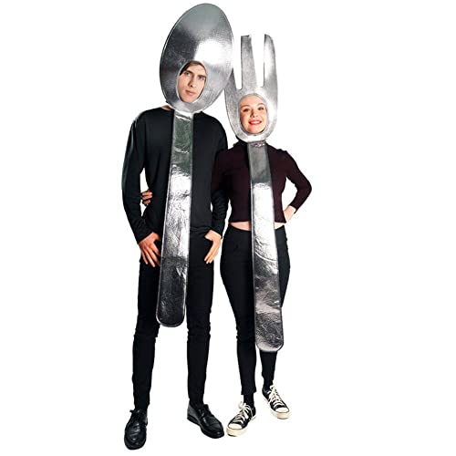 Dianzan Unisex Erwachsenenlöffel Suppe Gabel Anzug Kostüm Lustige Paare Küche Utensil Anzüge Halloween Cosplay Erwachsene Liebhaber Party Jumpsuit von Dianzan