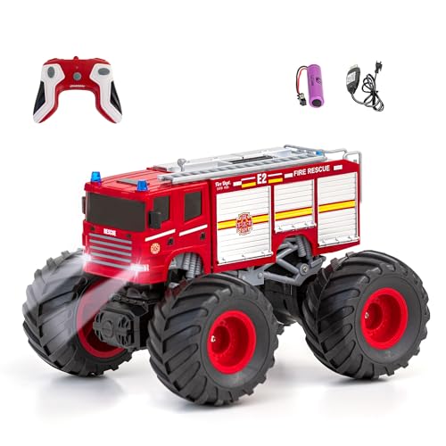 Diawell Ferngesteuertes Auto RC Monstertruck mit Sound Feuerwehr Geländewagen Offroad-Auto Spielzeugauto Rennauto 2,4 GHz mit Wiederaufladbare Batterien als Geschenk für Kinder, Jungen und Mädchen von Diawell