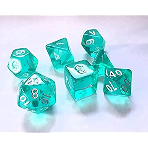 Dice4friends 09130 - Würfelset Transparent: Ice mint (7) von Dice4friends