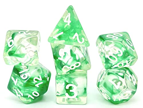 Dice4friends 09140 - Würfelset Transparent: Nebula Green (7) von Dice4friends