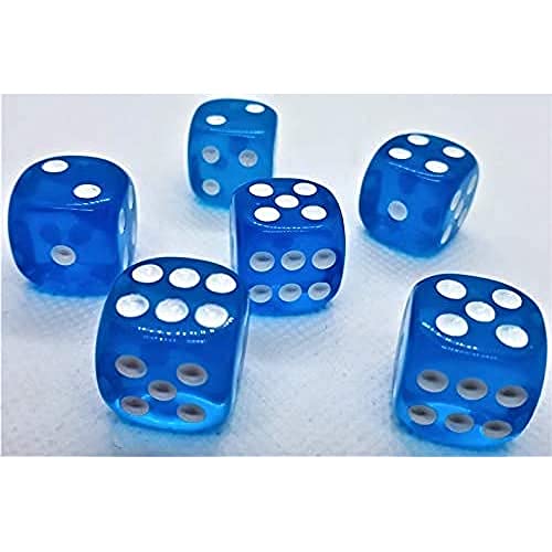 Dice4friends 70729 - Würfelset D6 Transparent: Light Blue (12) von Dice4friends