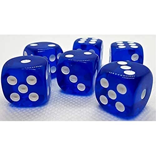 Dice4friends 70730 - Würfelset D6 Transparent: Dark Blue (12) von Dice4friends