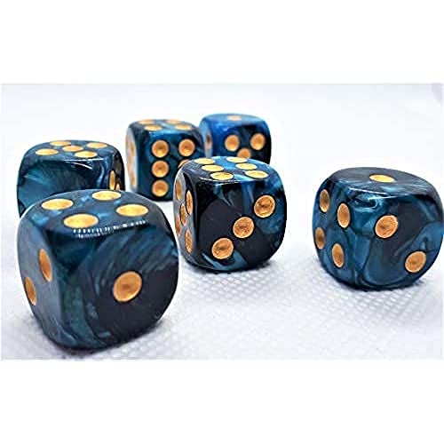 Dice4friends 70738 - Würfelset D6 Two Toned: Blue/Black+Gold (12) von Dice4friends