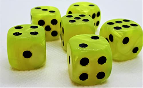 Dice4friends 70742 - Würfelset D6 Pearl: Yellow/Black (12) von Dice4friends