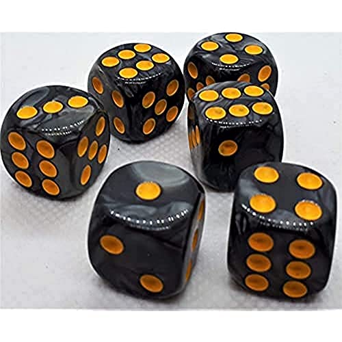 Dice4friends 70743 - Würfelset D6 Pearl: Black/Gold (12) von Dice4friends