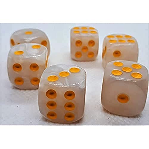 Dice4friends 70744 - Würfelset D6 Pearl: White/Gold (12) von Dice4friends