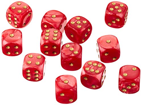 Dice4friends 70745 - Würfelset D6 Pearl: Red/Gold (12) von Dice4friends