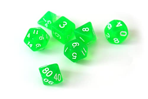 Dice4friends 86003 - Würfelset Transparent: Green (7) von Dice4friends