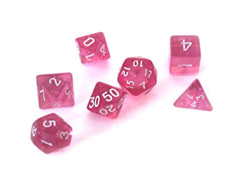 Dice4friends 86005 - Würfelset Transparent: Pink (7) von Dice4friends