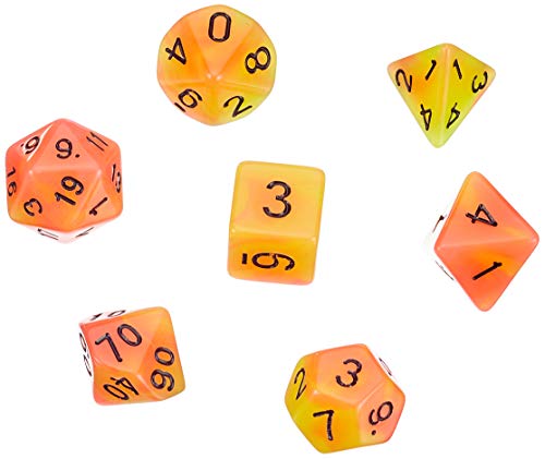 Dice4friends 86016 - Würfelset Glow-Swirl: Peach (7) von Dice4friends