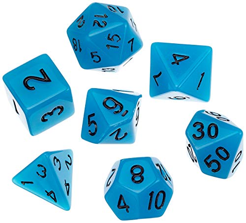 Dice4friends 86068 - Würfelset Glowing: Blue (7) von Dice4friends