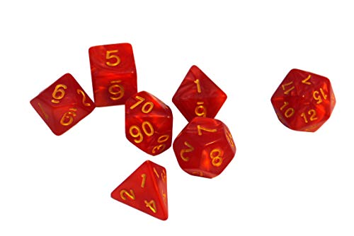 Dice4friends 86077 - Würfelset Pearl: Red/Gold (7) von Dice4friends