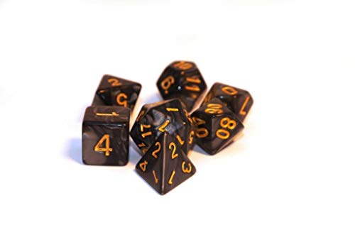 Dice4friends 86078 - Würfelset Pearl: Black/Gold (7) von Dice4friends