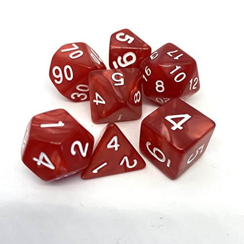 Dice4friends 86084 - Würfelset Pearl: Red/White (7) von Dice4friends