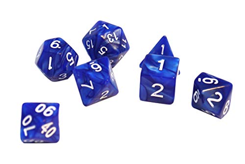 Dice4friends 86085 - Würfelset Pearl: Blue/White (7) von Dice4friends