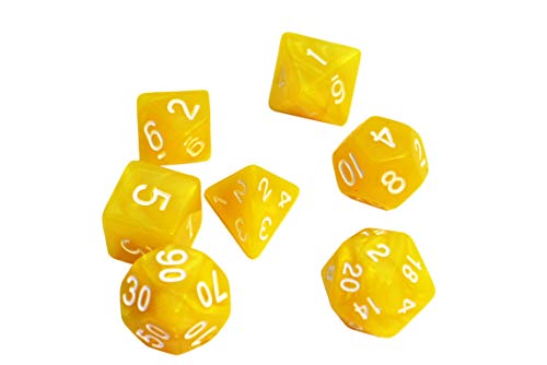 Dice4friends 86087 - Würfelset Pearl: Yellow/White (7) von Dice4friends