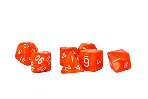 Dice4friends 86088 - Würfelset Pearl: Orange/White (7) von Dice4friends